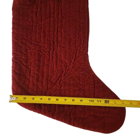 Channel Quilted Velvet Stocking, Large Red - Picture 5 of 6
